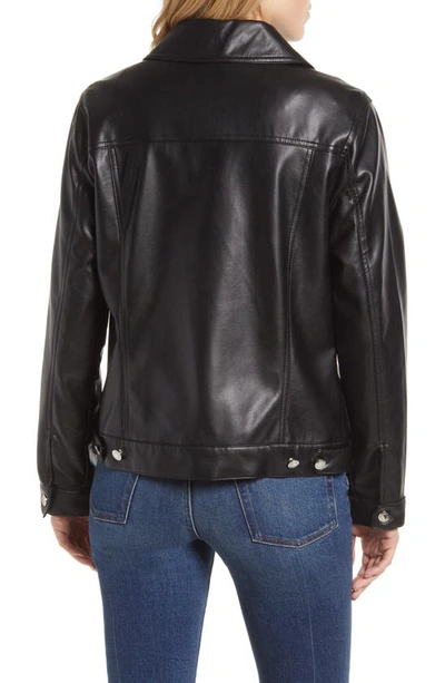 Shop Sanctuary Faux Leather Trucker Jacket In Black