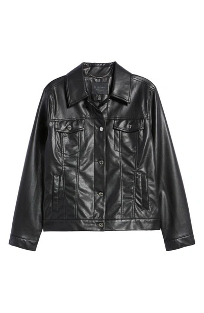 Shop Sanctuary Faux Leather Trucker Jacket In Black