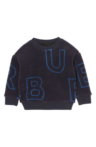 Shop Burberry Kids' Edgar Logo Fleece Sweatshirt In Navy Black Ip Pat