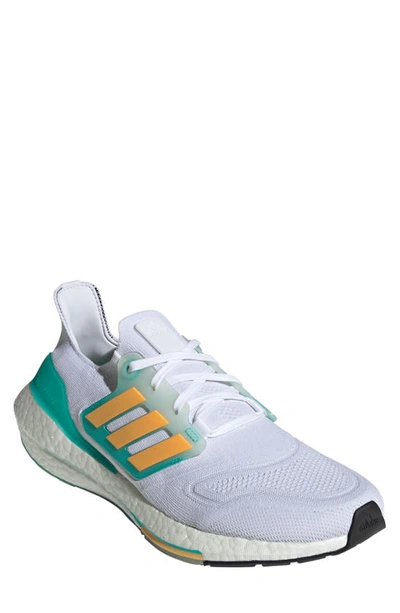 Shop Adidas Originals Ultraboost 22 Running Shoe In Ftwr White/ Orange/ Mint