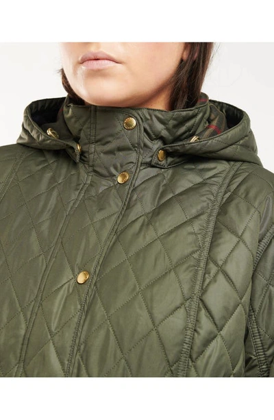Barbour Plus Size Millfire Hooded Quilted Coat In Olive/classic Tartan |  ModeSens