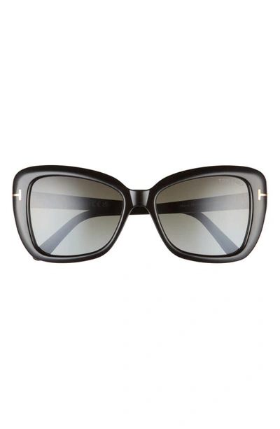 Shop Tom Ford Maeve 55mm Gradient Butterfly Sunglasses In Shiny Black/ Smoke