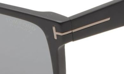Shop Tom Ford 58mm Philippe Polarized Rectangular Sunglasses In Shiny Black/ Polarized Smoke