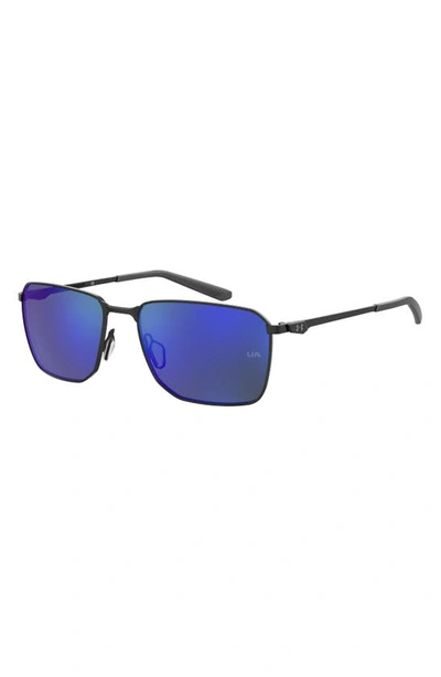 Shop Under Armour 58mm Rectangular Sunglasses In Black/ Blue Multilayer