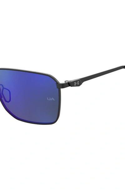 Shop Under Armour 58mm Rectangular Sunglasses In Black/ Blue Multilayer