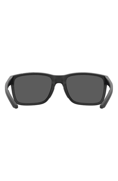 Shop Under Armour 58mm Polarized Rectangular Sunglasses In Matte Black 2/ Grey Blue Polar