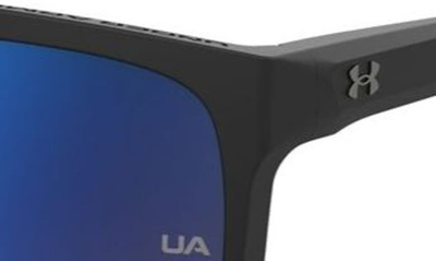 Shop Under Armour 58mm Polarized Rectangular Sunglasses In Matte Black 2/ Grey Blue Polar