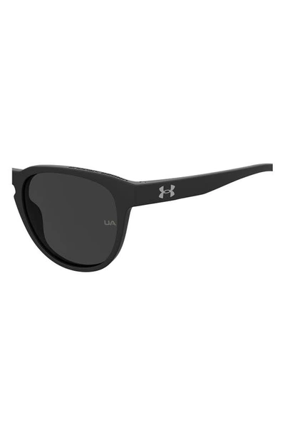 Shop Under Armour Skylar 53mm Round Sunglasses In Matte Black/ Grey