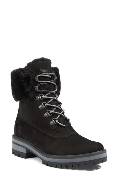 Shop Timberland Courmayeur Valley Faux Fur Trim Waterproof Boot In Black