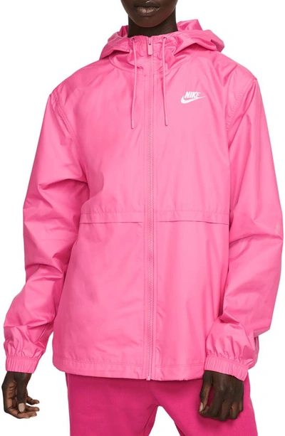 Shop Nike Repel Water-resistant Windbreaker Jacket In Pinksicle/ White