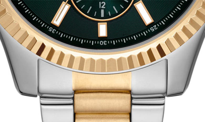 Michael Kors Lexington Multifunction Two-tone Stainless Steel Watch In  Green/gold | ModeSens
