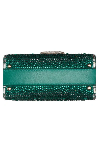 VALENTINO GARAVANI Crystal Embroidered Mini Vsling Top Handle Bag Emerald  Jungle 1217141