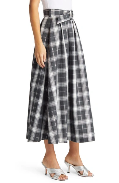 Shop Nikki Lund Olivia Plaid Belted Skirt In Black