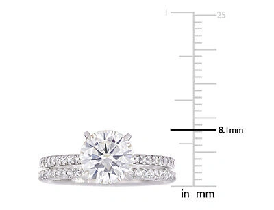 HARMONY Pre-owned 1.85 Carat (ctw) Lab-created Moissanite Engagement Wedding Set In 14k White Gold