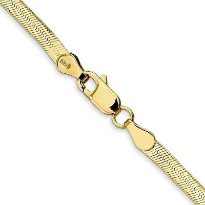 Pre-owned Phoenix Fire Corporation Gold Herringbone Chain Necklace | Designs By Nathan | 3mm 16" | Flat In Yellow