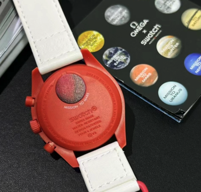 Pre-owned Swatch X Omega Bioceramic Moon Mission To The Mars / So33r100