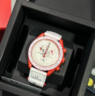 Pre-owned Swatch X Omega Bioceramic Moon Mission To The Mars / So33r100
