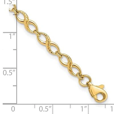 Pre-owned Samajewelers Real 10k Yellow Gold Polished & Diamond Cut Chain Bracelet; 7 Inch