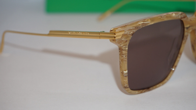 Pre-owned Bottega Veneta Sunglasses Beige Gold Brown Bv1006s 004 55 15 145