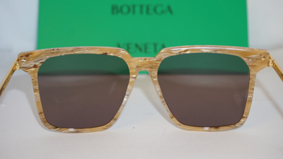 Pre-owned Bottega Veneta Sunglasses Beige Gold Brown Bv1006s 004 55 15 145