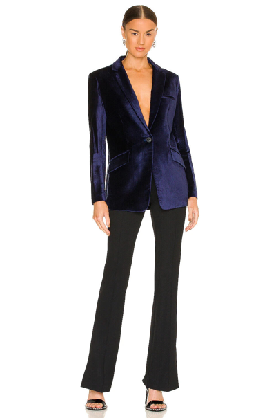Pre-owned Rag & Bone $595 Rag& Bone Sz2 Margot Velvet Tailored Boyfriend Blazer Jacket Blue