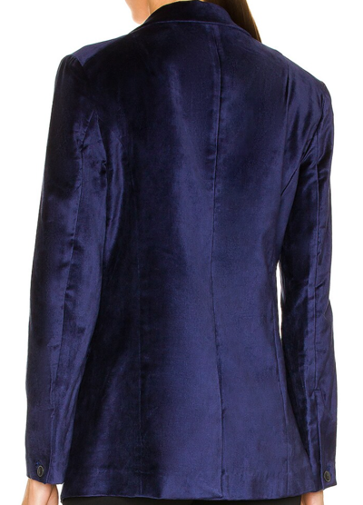 Pre-owned Rag & Bone $595 Rag& Bone Sz2 Margot Velvet Tailored Boyfriend Blazer Jacket Blue