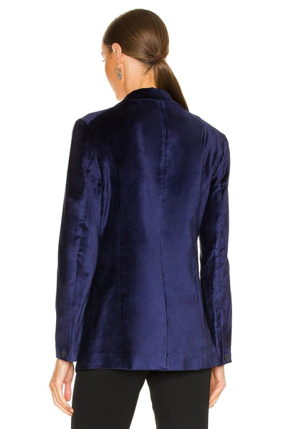 Pre-owned Rag & Bone $595 Rag& Bone Sz2 Margot Velvet Tailored Boyfriend Blazer Jacket Blue