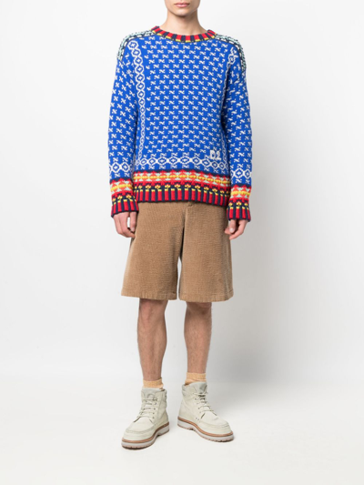 Dsquared2 Intarsia-knit Logo-embroidered Jumper In Blue