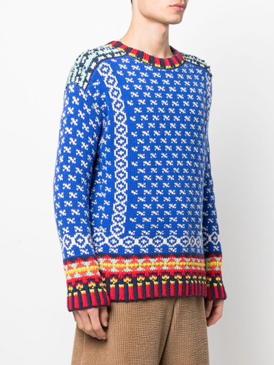 Dsquared2 Intarsia-knit Logo-embroidered Jumper In Blue