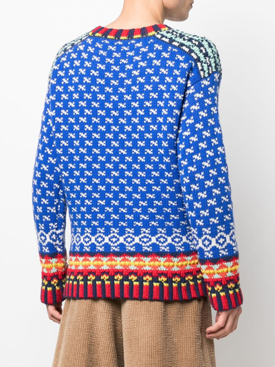 Dsquared2 Intarsia-knit Logo-embroidered Jumper In Blue