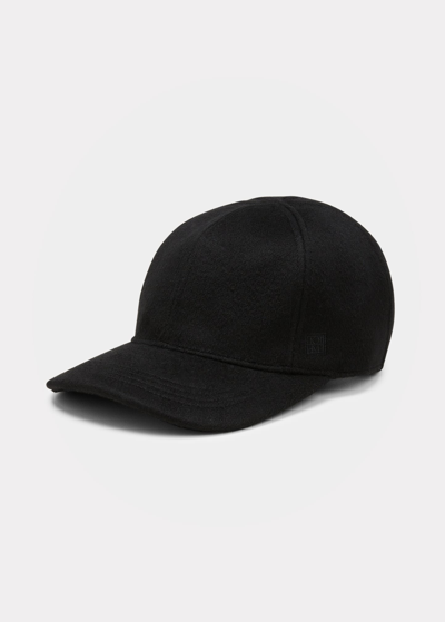 Shop Totême Double Cashmere Ball Cap In Black 200