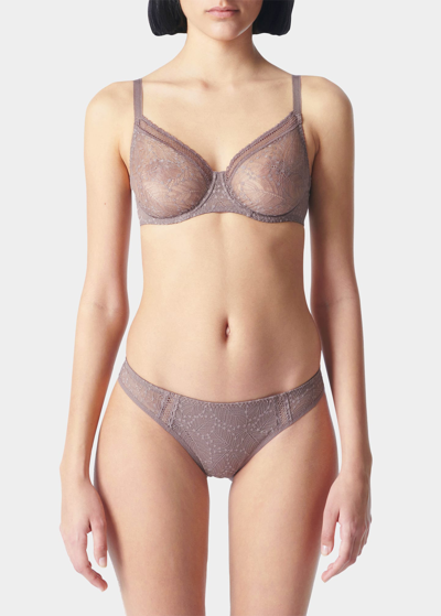 Shop Simone Perele Comete Molded Full Cup Convertible Lace Bra In Sweet Chestnut