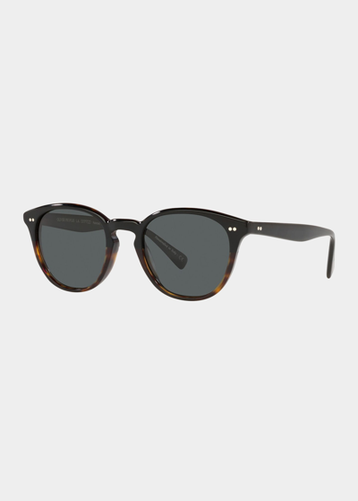 Shop Oliver Peoples Desmon Round Acetate Sunglasses In Black Tort