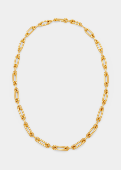 Shop Charlotte Chesnais Petite Binary Chain Long Necklace In Gold Vermeil