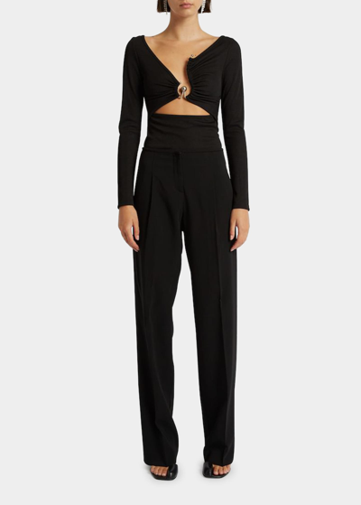 Shop Christopher Esber Redux Low-rise Straight Trousers In Black