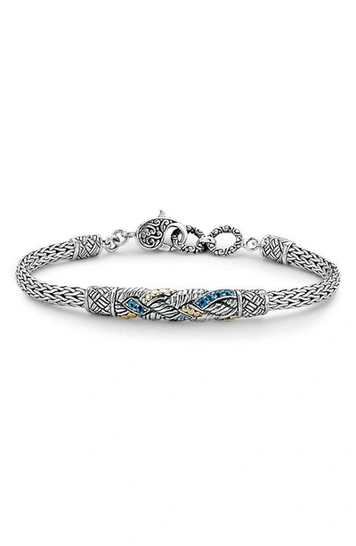 Samuel B. 18k Gold & Sterling Silver Blue Topaz Bracelet In Blue