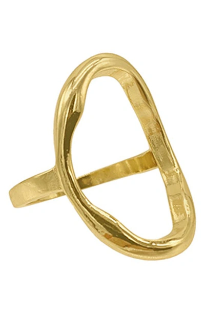 Adornia Open Hammered Oval Ring In Yellow