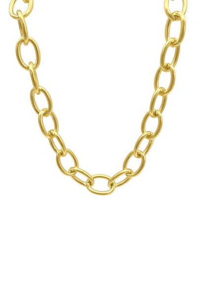Shop Adornia Water Resistant Oval Link Chain Necklace In Yellow