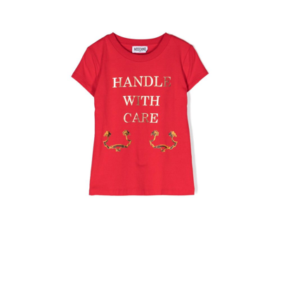 Shop Moschino Teen Red Handle With Care Cotton T-shirt