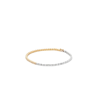 Shop Yvonne Léon 18k Yellow And White Gold Alliance Rivière Diamond Tennis Bracelet In Silver
