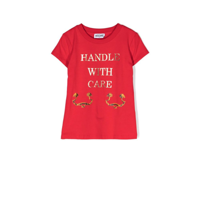 Shop Moschino Red Handle With Care Cotton T-shirt