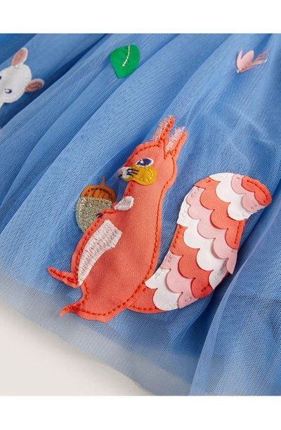 Shop Mini Boden Kids' Embellished Tulle Skirt In Riviera Blue Woodland Animals