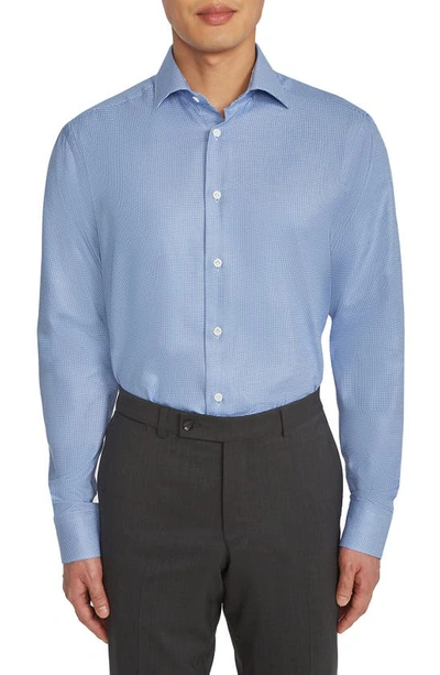 Shop Jack Victor Greene Cotton Button-up Shirt In Blue / White