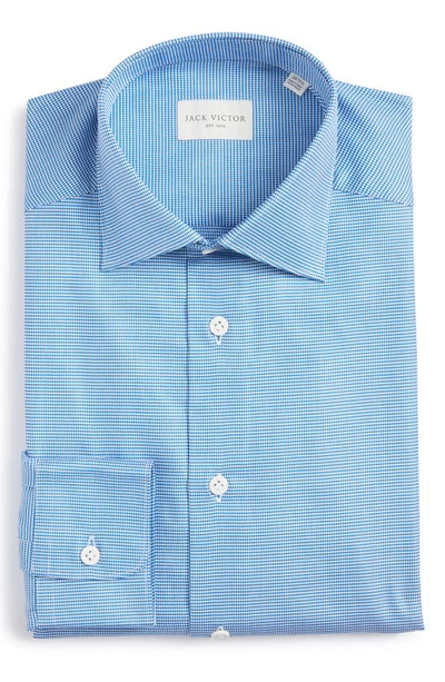 Shop Jack Victor Greene Cotton Button-up Shirt In Blue / White