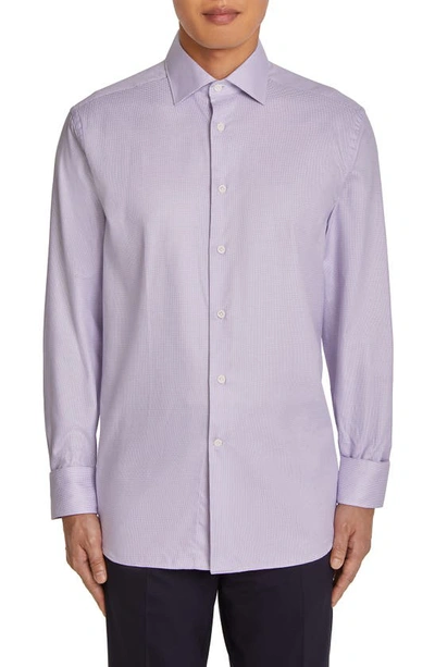 Shop Jack Victor Greene Cotton Button-up Shirt In Lilac / White