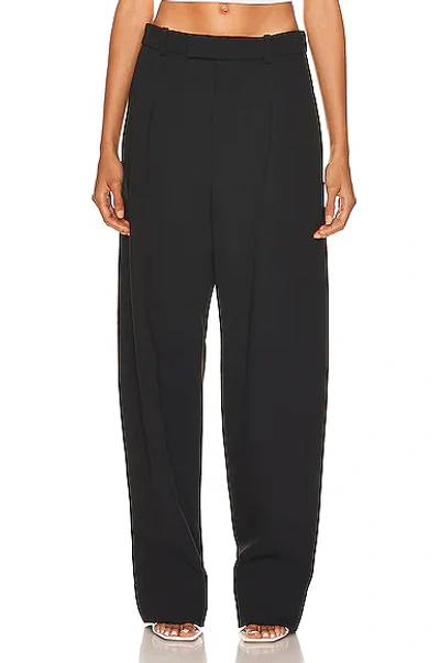 Wardrobe.nyc Pleated Virgin Wool Loose Fit Tailored Pants In Black