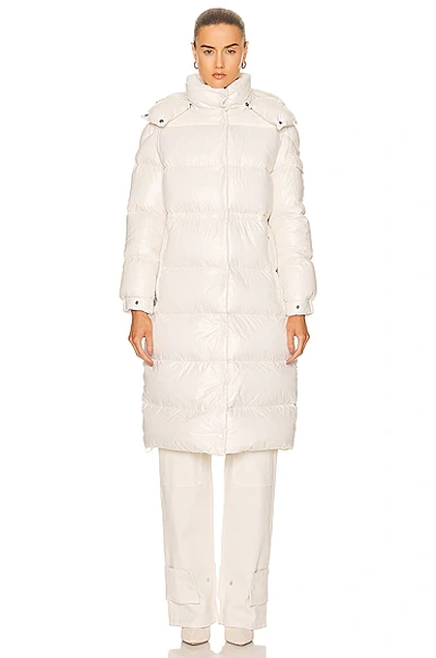 Shop Moncler Cavettaz Long Coat In White