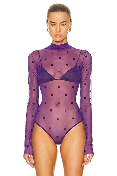 Shop Givenchy Jacquard Bodysuit In Purple & Black