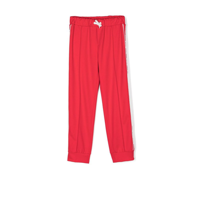 Shop Fendi Kids Red Logo Tape Track Pants