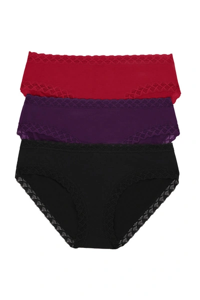 Shop Natori Bliss Girl Brief 3 Pack Panty In Strawberry/allium/black